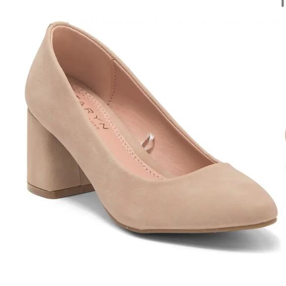 Taryn Rose Tan Suede Block Heel Pumps - Rochelle sz 6 - Picture 1 of 5